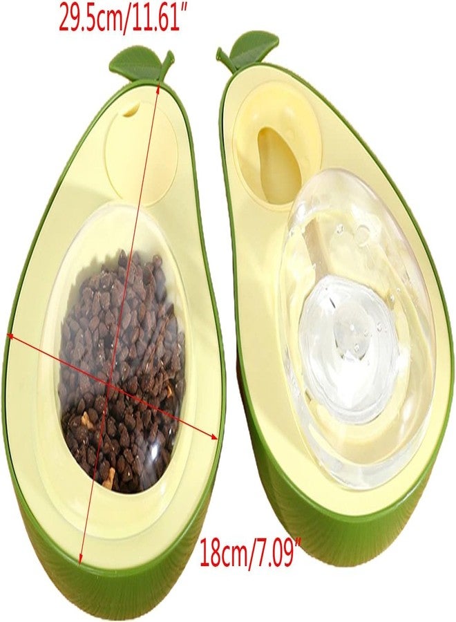 Conziv Avocado Shape Cat Bowl - 690ml Food Bowl Avocado Shape Neck Protection Double Bowl Cat Automatic Drinking Fountain Food Dispenser Cat Supplies - Image 3